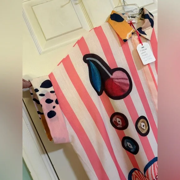 Yolly better late than Italy button up colorful $118 casual spring boutique boho - Picture 7 of 9